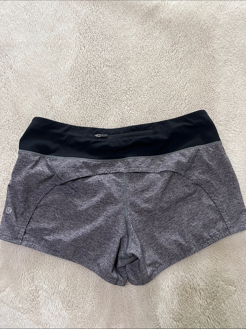 lululemon athletica Heather Gray Athletic Shorts with Black Waistband